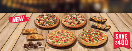 Party Combo 4 Variedades De Pizza Vegetariana Acompañamientos Postre