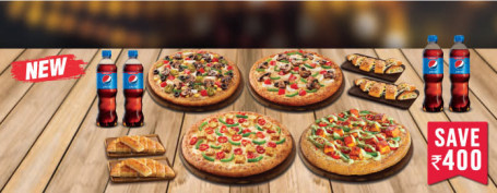 Party Combo 4 Variedades De Pizza Vegetariana Acompañamientos Pepsi