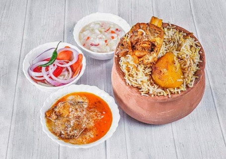 Mutton Handi Biryani Salad Raita Chicken Rezala