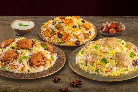 Royal 1-2 Veg 2 No Veg Biryani Combo Porciones -3-4)