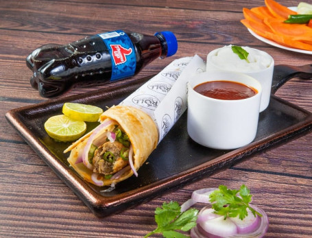 Chicken Seekh Kabab Roll Soft Drink