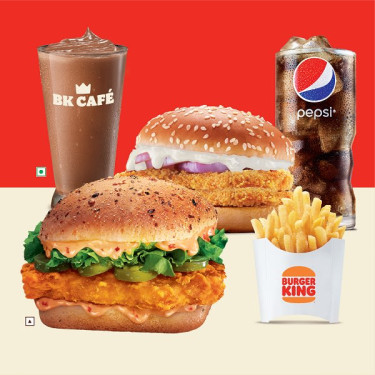 1 Empanada Doble De Pollo Crujiente 1 Pollo Fiery 1 King Fries 1 Batido Espeso De Chocolate 1 Pepsi Mediana