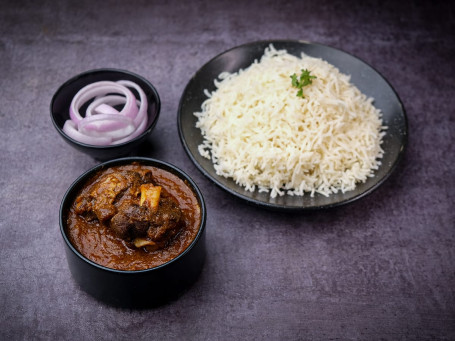 Bhuna Gosht Masala (2Pcs) With Steamed Rice