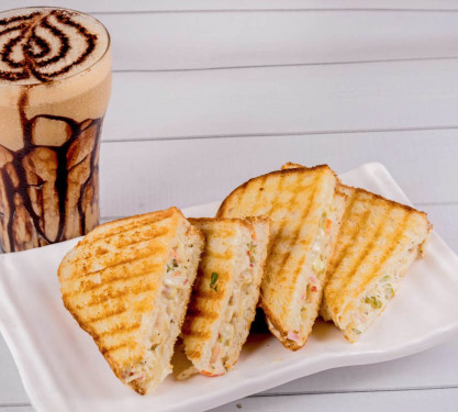 Chicken Cheese Sandwich With Cold Coffee