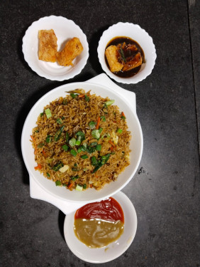 Veg Schezwan Fried Rice With Chilli Paneer 2Pcs) And 2Pcs Paneer Pakora