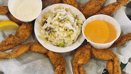 Crispy Frog Legs With Cole Slaw