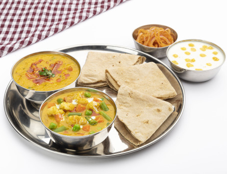 Mixed Veg Yellow Dal With Rotis Or Rice