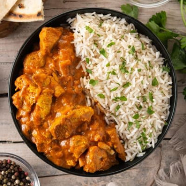 Homestyle Chicken Kosha With Steamed Rice