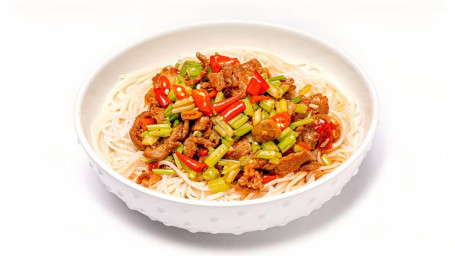 Beef And Wild Chili Pepper Stir Fry With Noodle/Yě Shān Jiāo Niú Ròu Gài Mǎ Fěn