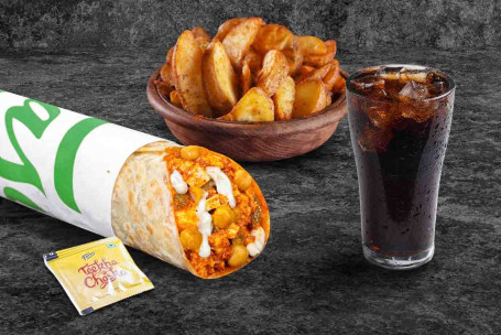 (1 Porciones) Chole Paneer Wrap Wedges Thums Up Meal