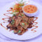 Grilled Chicken Skewers Served With Peanut Sauce