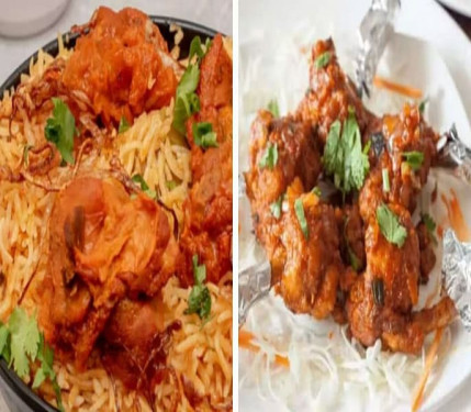 Mutton Dum Biryani [Half]Mutton 1Pc Chicken Lollipop [2 Pieces]