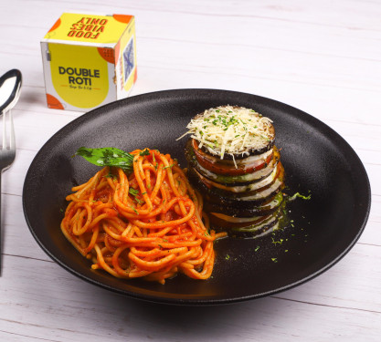 Eggplant Parmesan With Spaghetti Arrabiata