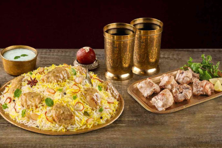 Biryani De Pollo Cremoso (Shaan-E-Afghani Tikka, 2 Porciones) 6Pc ​​Pollo Malai Tikka 2 Thumsup 250Ml