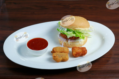 Chicken Burger And Chicken Nuggets (3Pcs)