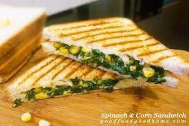 Grilled Cheese Corn And Spinach Sandwich