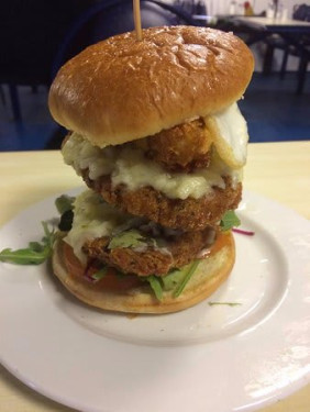 Fried Chicken Cheese Tower Burger