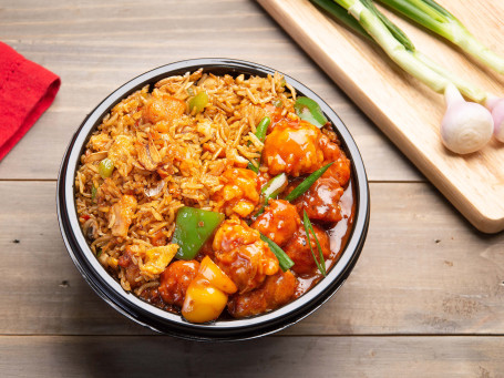 Chilli Garlic Chicken Fried Rice With Chilli Chicken