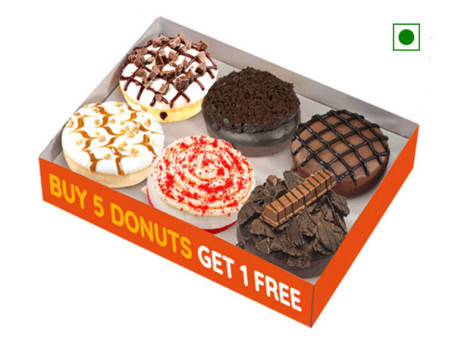 Caja Exclusiva De 6 Donas (Compre 5 Y Obtenga 1 Gratis)