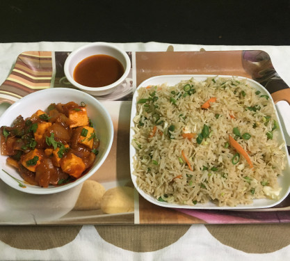 Paneer Fried Rice With Paneer Chilly