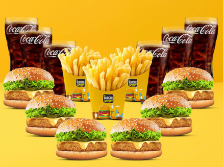 Party Combo For 6 6 Veg Cheese Lava Burgers 3 Salted Fries 6 Coke