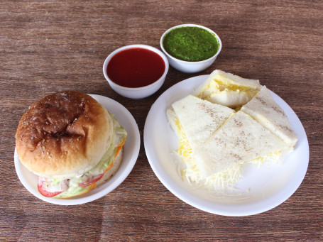 Veg. Aloo Tikki Burger Cheese Jam Sandwich Coke [250 Ml]