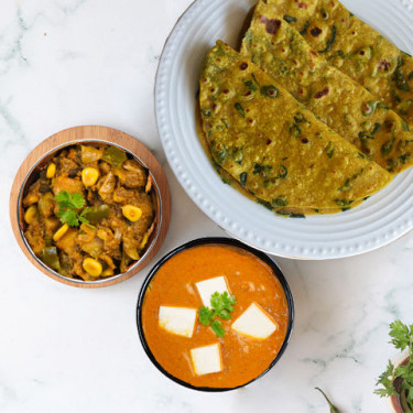 Paneer Balti, Kathiyawadi Sabzi, Thepla Thali