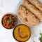 Gujarati Dal, Bhindi Chana, Paratha Thali