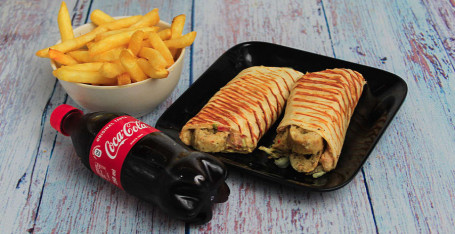 Chicken Tikka Wrap With Fries And Coke 250 Ml