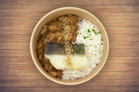 Bacalao Con Guiso De Calamar Encebollado