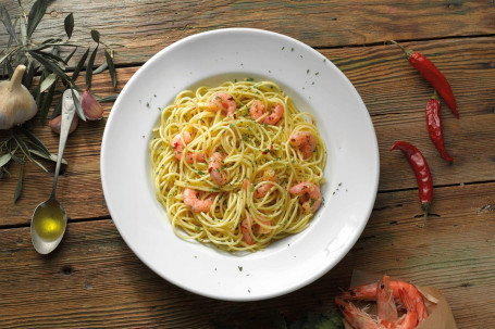 Espaguetis Peperoncino con Langostinos