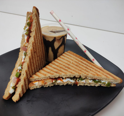 Classic Veg Grilled Sandwich With Cold Coffee (Regular)