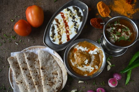 Malai Kofta(Full) Dal Makhani(Full) Boondi Raita(Full) 10 Butter Roti Salad