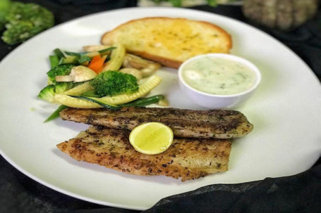 Grilled Fish With Creamy Garlic Sauce