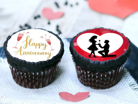 Anniversary Chocolate Poster Cup Cake 2 Pcs)