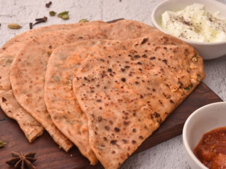 2 Allo/ Pyaz Paratha With Curd And Pickle