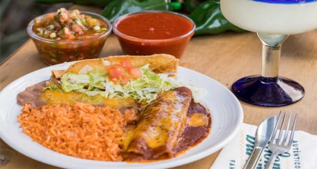 Taco, Cheese Enchilada, Rice Beans