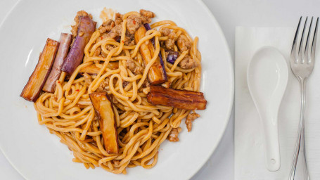 Eggplant, Ground Pork Fried Noodles