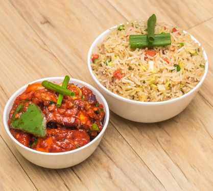 Paneer Chilly+Veg Fried Rice