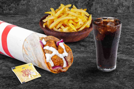 (1 Porciones) Pollo Bhuna Overload Wrap Fries Thums Up Meal