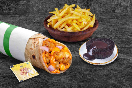 (1 Porciones) Mexicana Salsa Wrap Papas Fritas Choco Lava Meal