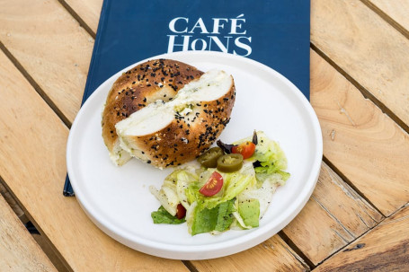 Cream Cheese And Pesto Jalepeno Bagel