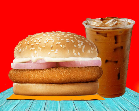 1 Crunchy Chicken Burger With Cold Coffee