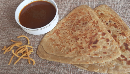 2 Plain Paratha And Shev Bhaji