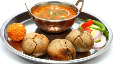 Rajasthani Sep Dal Bati With Jain Dal Fry And Churma