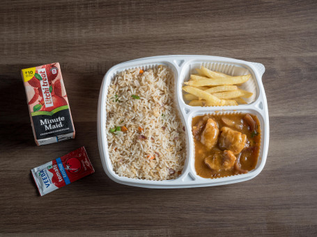 Veg Fried Rice Chilly Chicken Gravy French Fries Soft Drink