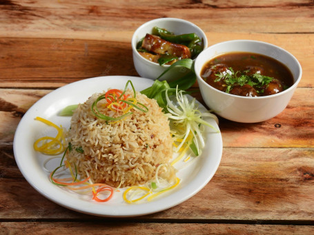 Fried Rice With Mix Manchurian And Chilly Paneer