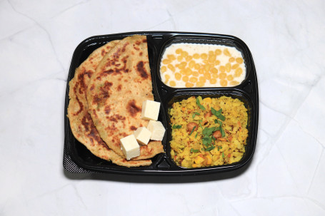 1Pc Paneer Paratha, Veg. Poha, Raita/Curd