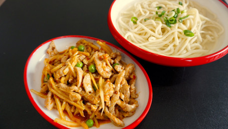 Ginger And Shredded Pork In Noodle Soup