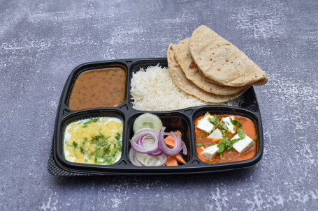 Matar Paneer Kaali Dal Choice Of Rotis Rice Raita Salad